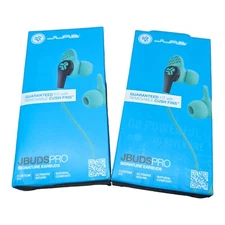 Two Pair JLab JBuds ProSignature Earbuds-Teal Wired Headphones Universal Mix-NEW