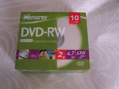 NEU Memorex DVD-RW 10PK 2x4,7gb 120 Minuten für PC oder Videorecorder neu versiegelt