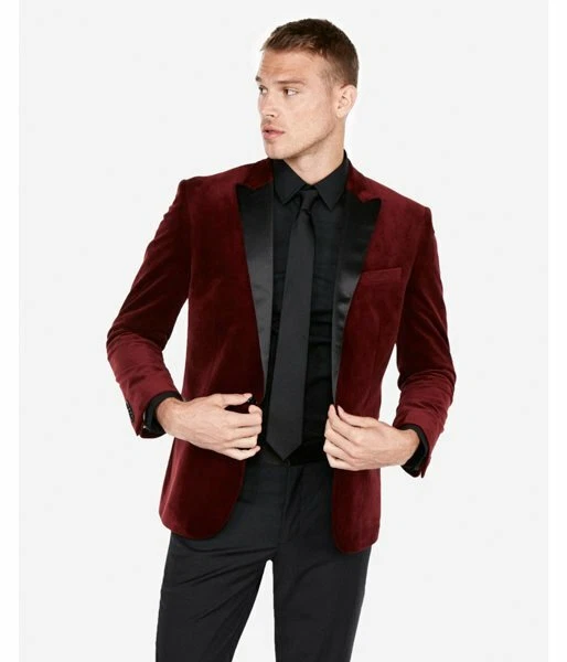 Burgundy velvet hotsell suit jacket mens