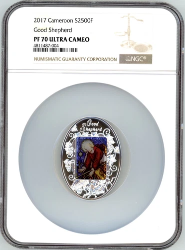 Good Shepherd 2017 Cameroon 2500F Silver Coin NGC PF 70 UC