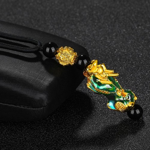 Feng Shui Wealth Beads Necklace Black Obsidian Change Color Pi Xiu Pendant - Picture 8 of 14