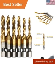 6-Piece Titanium Drill Tap Set: Precision Tapping & Drilling for Professionals