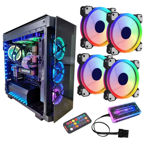 1-7x LED RGB Case Fan Set 120mm Gehäuse Lüfter+Controller Für COOLMOON