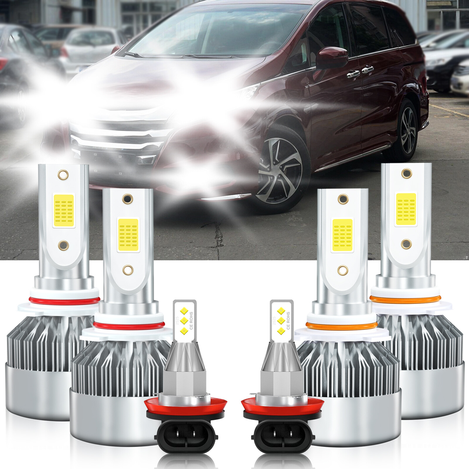 For Honda Odyssey 2005-2010 LED Headlight Bulbs High Low Beam Fog Light White