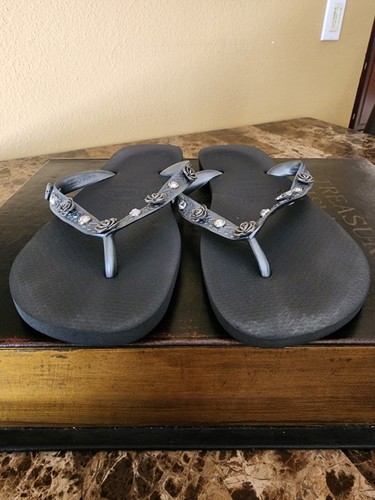 Havaianas Top Swarovski Crystal Women GRAY Flip Flop Sandals US 9/EU 41-42 - Picture 7 of 11