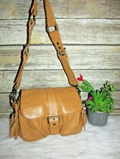 Wilsons Leather Burnt Yellow Pebbled Leather Purse Shoulder Bag Satchel Tote