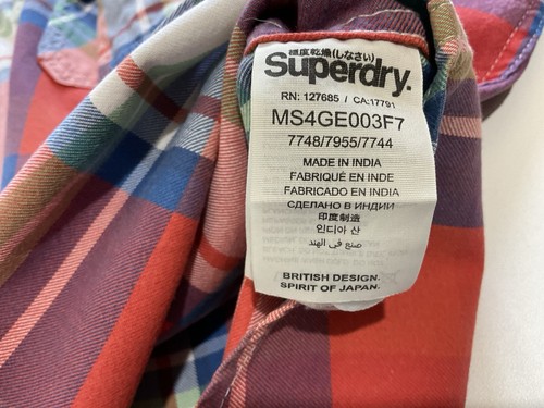 Superdry The Lumberjack Twill Mens Button Up Plaid Shirt Size Large Slim Fit - Picture 18 of 24