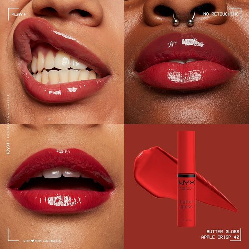 NYX PRO MAKEUP Butter Gloss, Non-Sticky Lip Gloss - Apple Crisp (Modern Red) - Picture 3 of 3