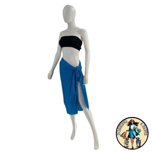 AEXAE Linen Wrap Beach Sarong Swim Cover Up Midi Skirt Pareo Ibiza Blue One Size - Picture 9 of 10