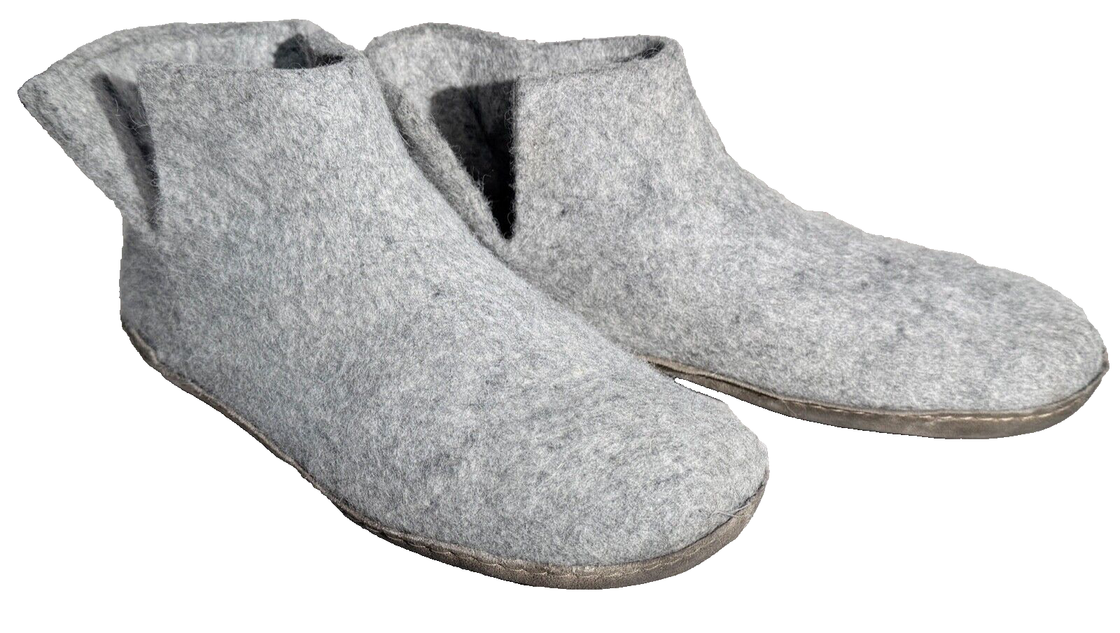 SAOLA Glerups stivaletti di lana ciabatte grigie da uomo taglia 44 US 11 suola in pelle usati taglia