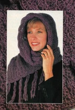 HOODED SCARF WOMEN'S DIGEST SIZE CROCHET PATTERN INSTRUCTIONS
