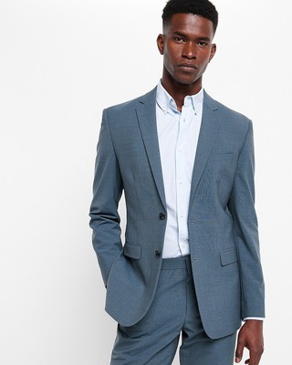 NEW EXPRESS $298 DUSTY BLUE EXTRA SLIM WOOL BLEND MODERN TECH SUIT