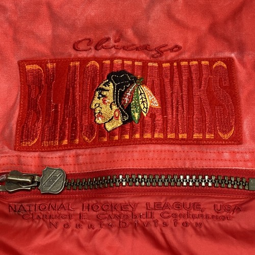 Chicago Blackhawks CAMPRI TEAMLINE Long Puffer Down Jacket Size L Vintage 90s - Picture 8 of 24