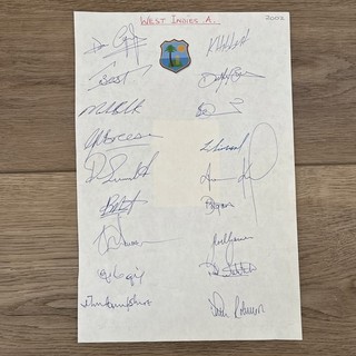 West Indies A 2002 Signed Page Signed x 18 Bravo Benn Garner etc