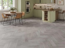 Grey Oak LVT Herringbone Click Fit Waterproof Vinyl Flooring 2.36m² Pack