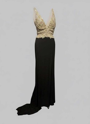 Sequin Bodice Floor-Length Evening Gown