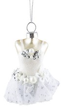 Blown Glass Ballerina Ballet Dress Christmas/ Everyday One Size, White