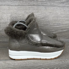Voile Blanche Bice Mini Women's Sz 7/EU 38  Metallic Gray Shearling Mid Boots