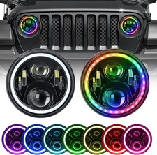 2pcs Rgb 7 Halo Led Headlights Drl Lights Combo Kit For Jeep Wrangler Jk Tj Lj 2pcs Rgb 7 Halo Led Headlights Drl Lights Combo Kit For Jeep Wrangler Jk Tj Lj