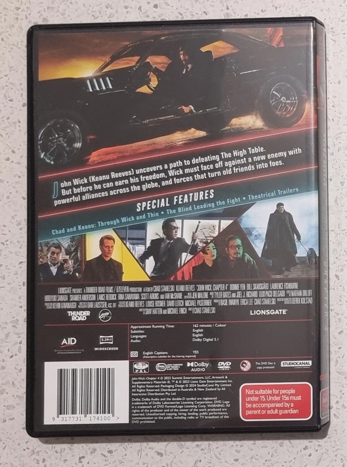 LIKE NEW John Wick Chapter 4 DVD 2023 Region 4 Pal Movie Film Keanu Reeves - image 2 of 4