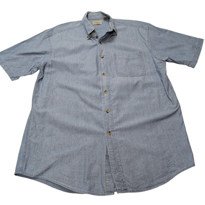 Shirt L.L. Blaue Bean Jeansoptik Kurzarm Gr. M 1 Tasche