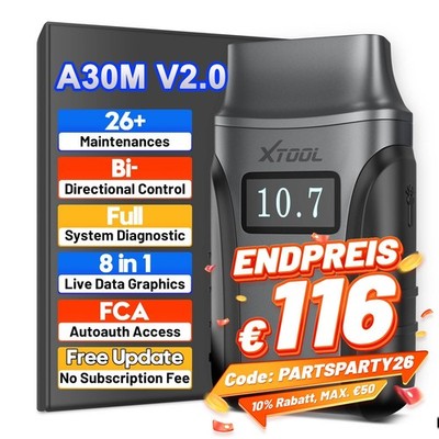 XTOOL A30M OBD2 Diagnosegerät BT Scanner Alle Systeme Bidirektionales Scan-Tool