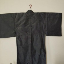 Boro Japanese Kimono Aged Textile Robe Striped Men Brown Beige Fabric Japan