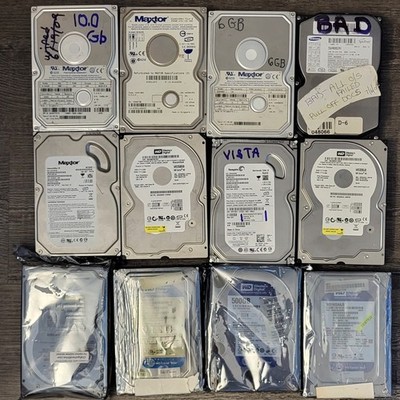  Lot 12 Hard Drive Seagate  WD Western DIGITAL Maxtor ,ESTATE FIND, UNTESTE