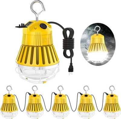 5Pack 100W LED Temporary Work Light 5000K Construction Job Site Lights Linkable