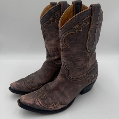 Steve Madden Vintage Mexico Cowboy Boots 8 B Distressed Leather Embroidered