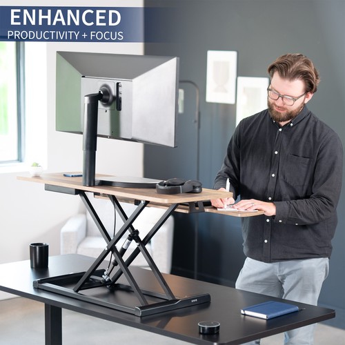 VIVO Bois Récupéré Hauteur Réglable 42" Bureau Rehausseur Siège Support Table - Photo 4/8
