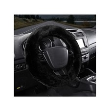Fluffy Car Steering Wheel Cover 15 Inch Soft Warm Plush Anti-slip Furry Black