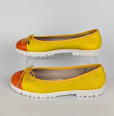 Paul Mayer Attitudes Bravo Yellow Genuine Leather Lug Sole Ballet size 7B