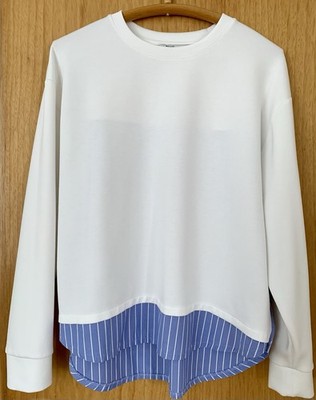 Damen Sweatshirt Gr. M cremeweiß mit blauem Einsatz Friends Like These wie neu