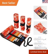 48-Slot Colored Pencil Roll Holder - Portable Canvas Organizer for Artists