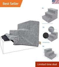 Pet-Friendly 3-Step Cover for Ramps - Ash Gray Linen, Easy Fit for Small Dogs