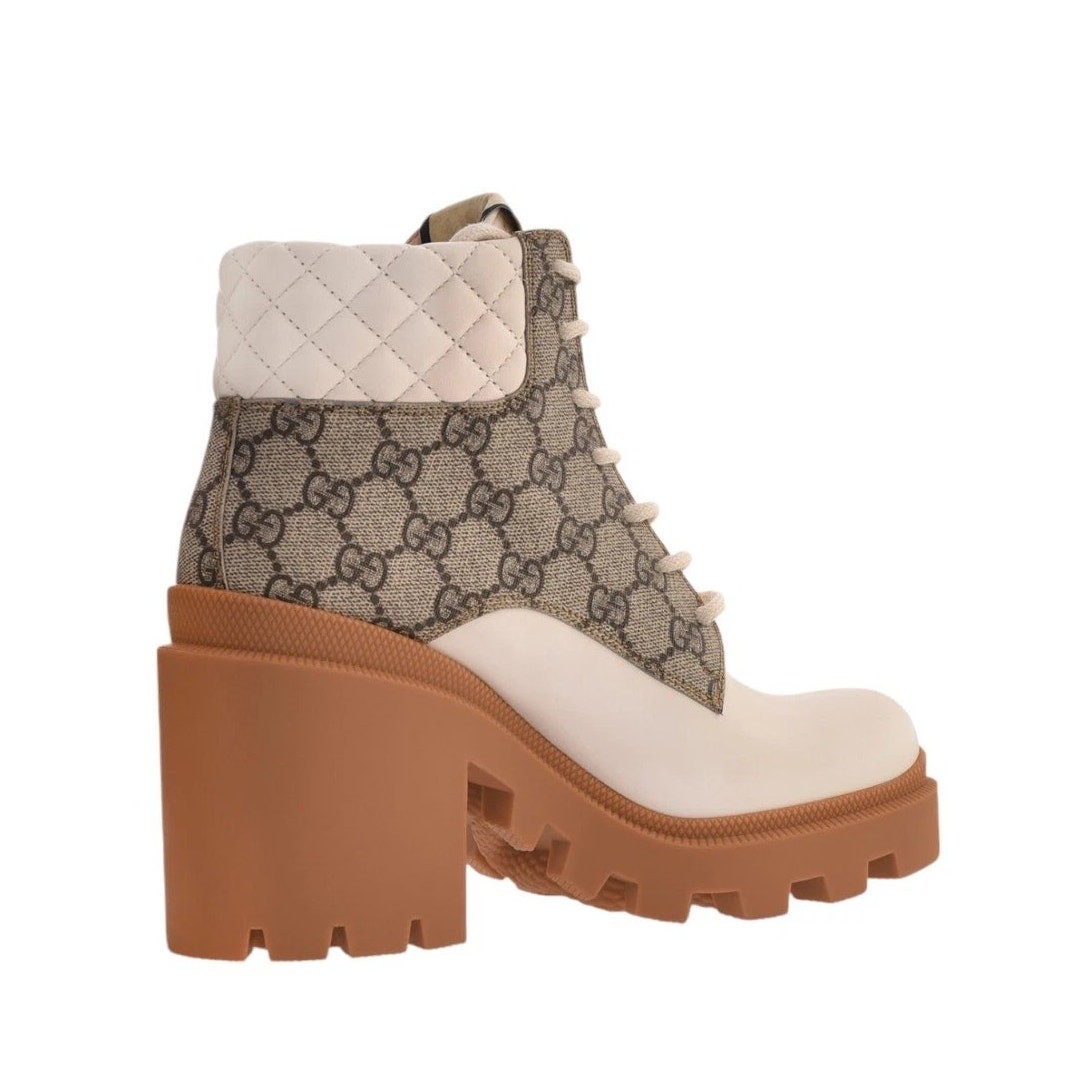 NEW Gucci GG Supreme Leather Ankle Boots 659691 UC810 Size 37.5 | US 7.5 image 5