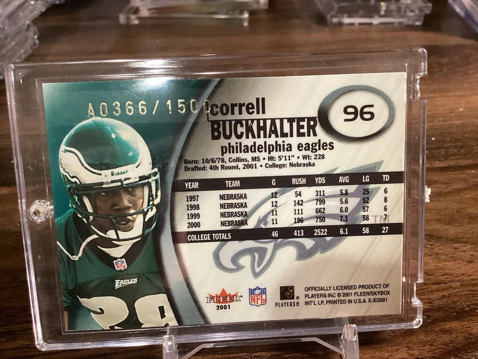 Correll Buckhalter Rookie Autographed Football Card.  A0366/1500 - Image 2 of 2