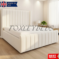 Ottoman Bed Winged Plush Velvet New York Divan Storage Double & King Size Bed