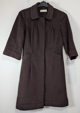 Ronit Zilkha Overcoat Womens UK 10 Dak Brown Wool Angora Blend Warm Button Front