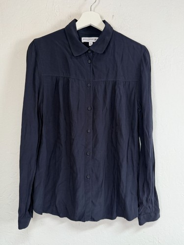 Ines De La Fressange Uniqlo Womens Navy Button Up Shirt Long Sleeve Top Medium