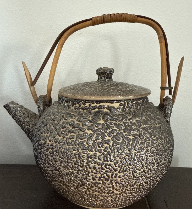 Antique Tea Japanese 1880 teapot " Water Drop" Jakatsu glaze Meiji RARE