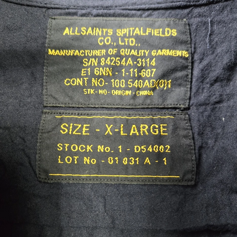 CHAQUETA Allsaints Spitalfields RARA Para Hombre XL Azul Ligera Con Bolsillos para Juego Foto 4 de 4