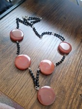 Semi Precious Stone Necklace Carnelian Faceted Beads Station Strand Necklace 20