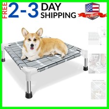 Elevated Raised Outdoor Dog Bed - Cooling Lifted Outside Dogs Cot Bed with No...