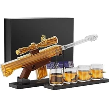 Kollea Whiskey Decanter Set for Men, 22oz with 4 Bullet Glasses & Telescope