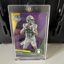 2023 Bowman University Chrome Bo Nix Purple Mini Diamond Refractor /399 (RC)