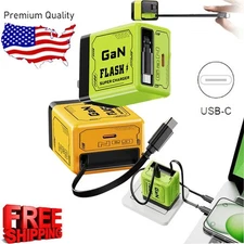2in 1 GaN Charger,Scalable 120W Max Fast Charging with Type-C Cable &1 USB Ports