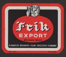 Frik Export Beer Label, Brasserie Flamande Lauwe, Flanders, Belgium