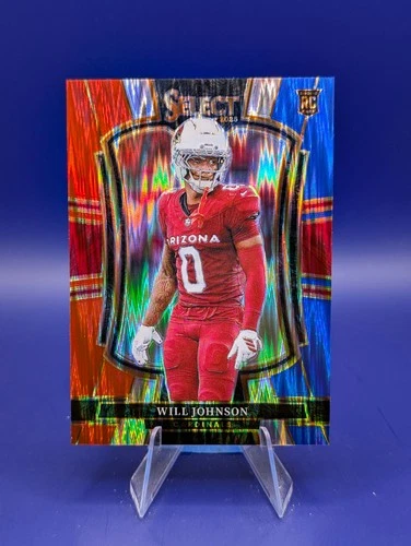 2025 Panini Select - Premier Level Will Johnson #122 Red &amp; Blue Shock Prizm (RC)